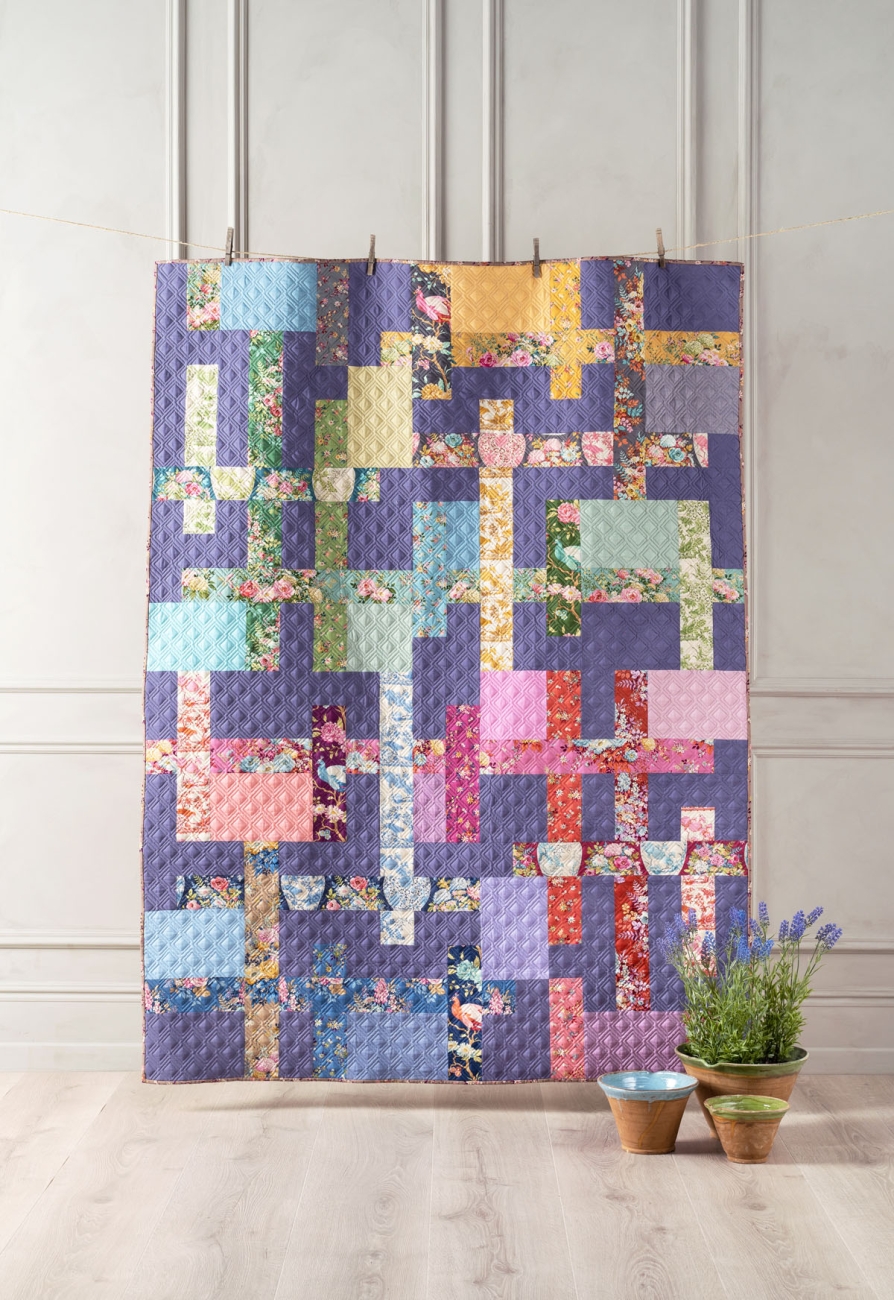 Tilda Patchwork Stoff Baumwolle - Chic Escape Flowervase Grey